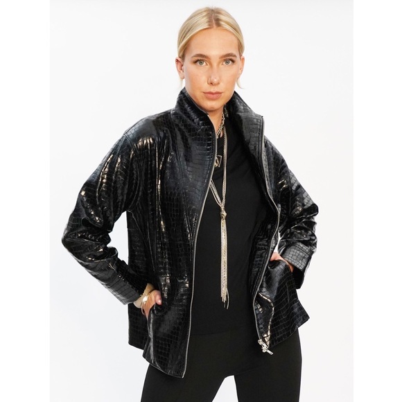 NWT DUETTE NYC Vegan Leather Embossed Jacket - "The Laight" - Picture 5 of 12